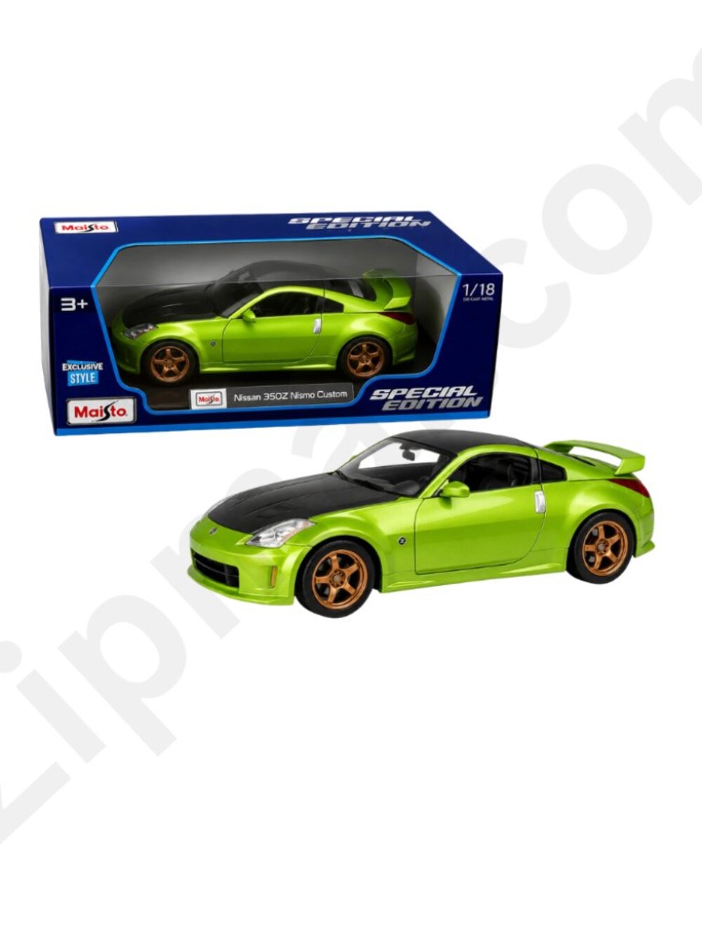 Maisto Special Edition 1/18 Nissan 350Z Nismo Custom Diecast Car Green Black NIB